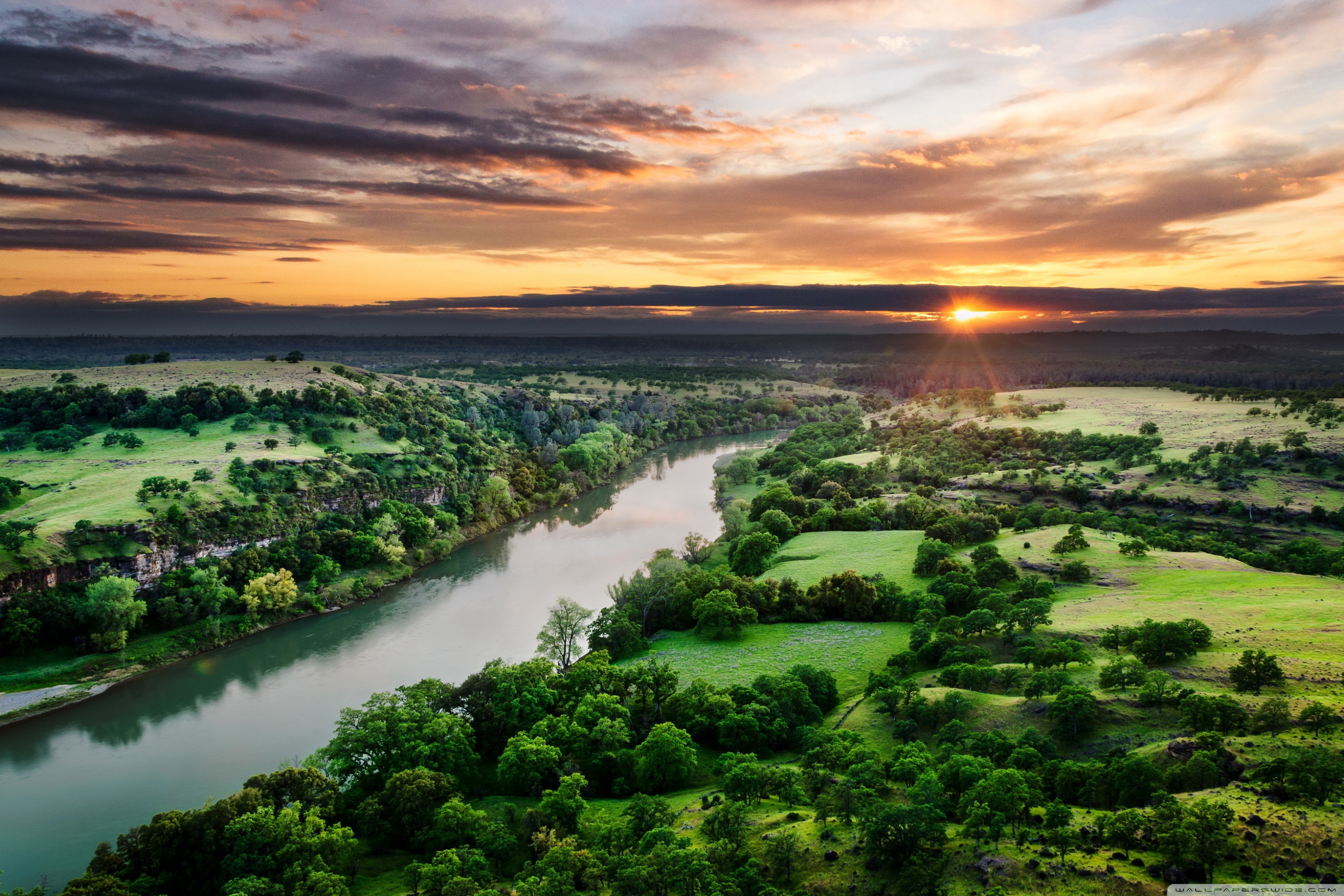 River Aerial Landscape Hd View Wallpapers