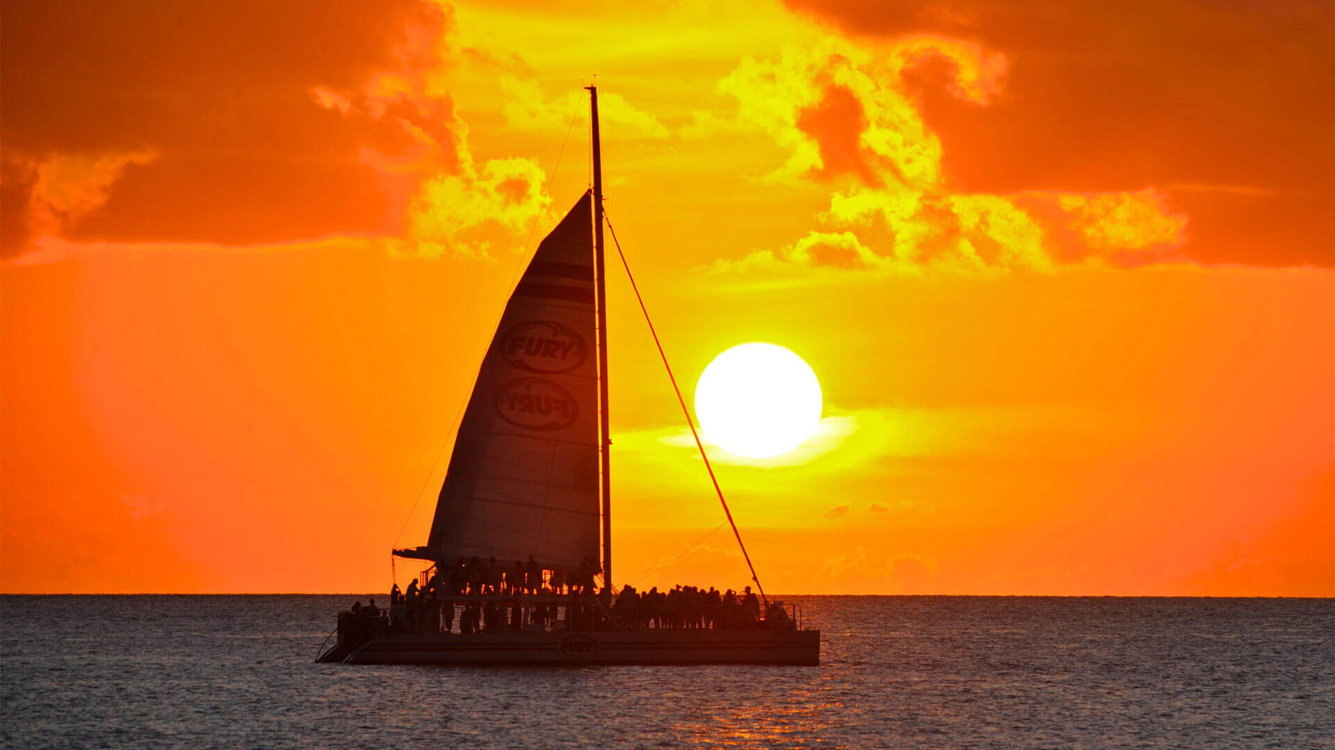 Sailboat Sunset Island In Ocean Wallpapers