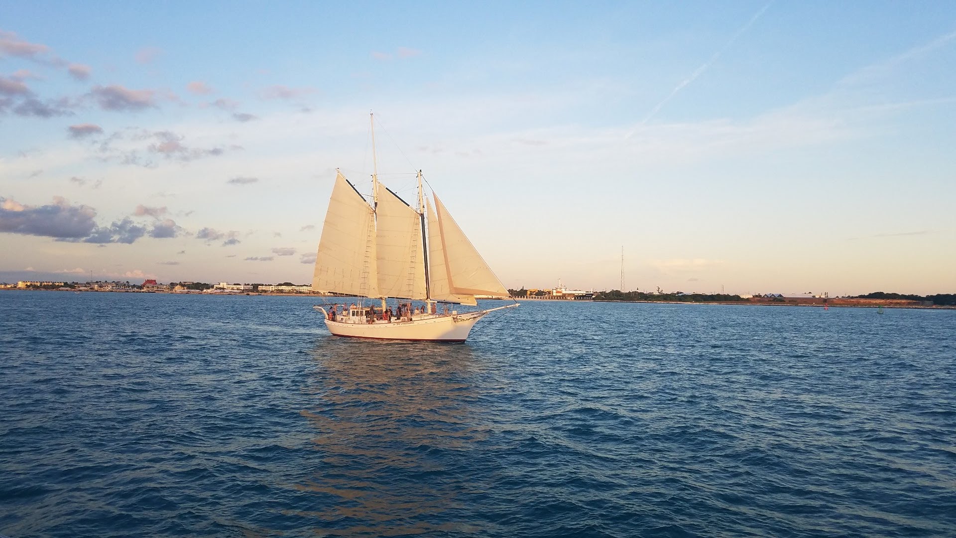 Sailboat Sunset Island In Ocean Wallpapers