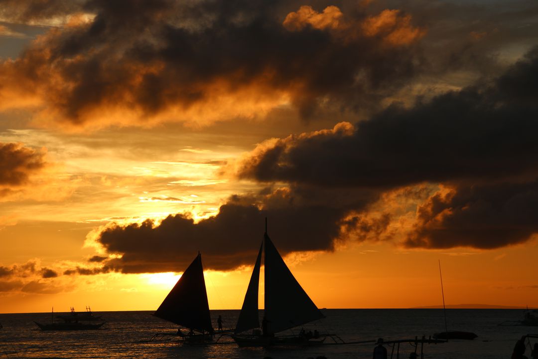 Sailboat Sunset Island In Ocean Wallpapers