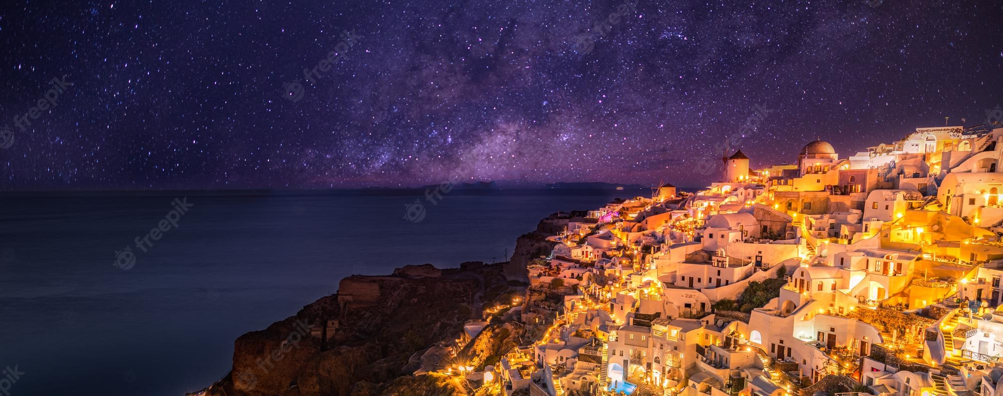 Santorini At Night Wallpapers