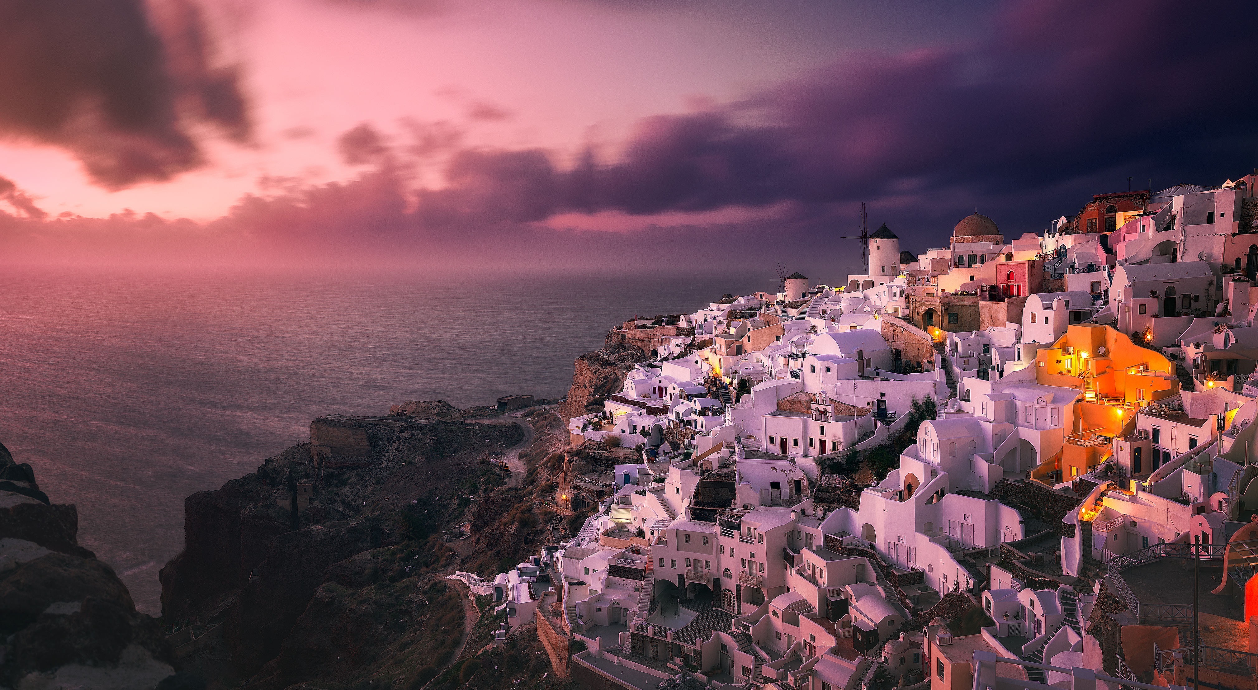 Santorini At Night Wallpapers