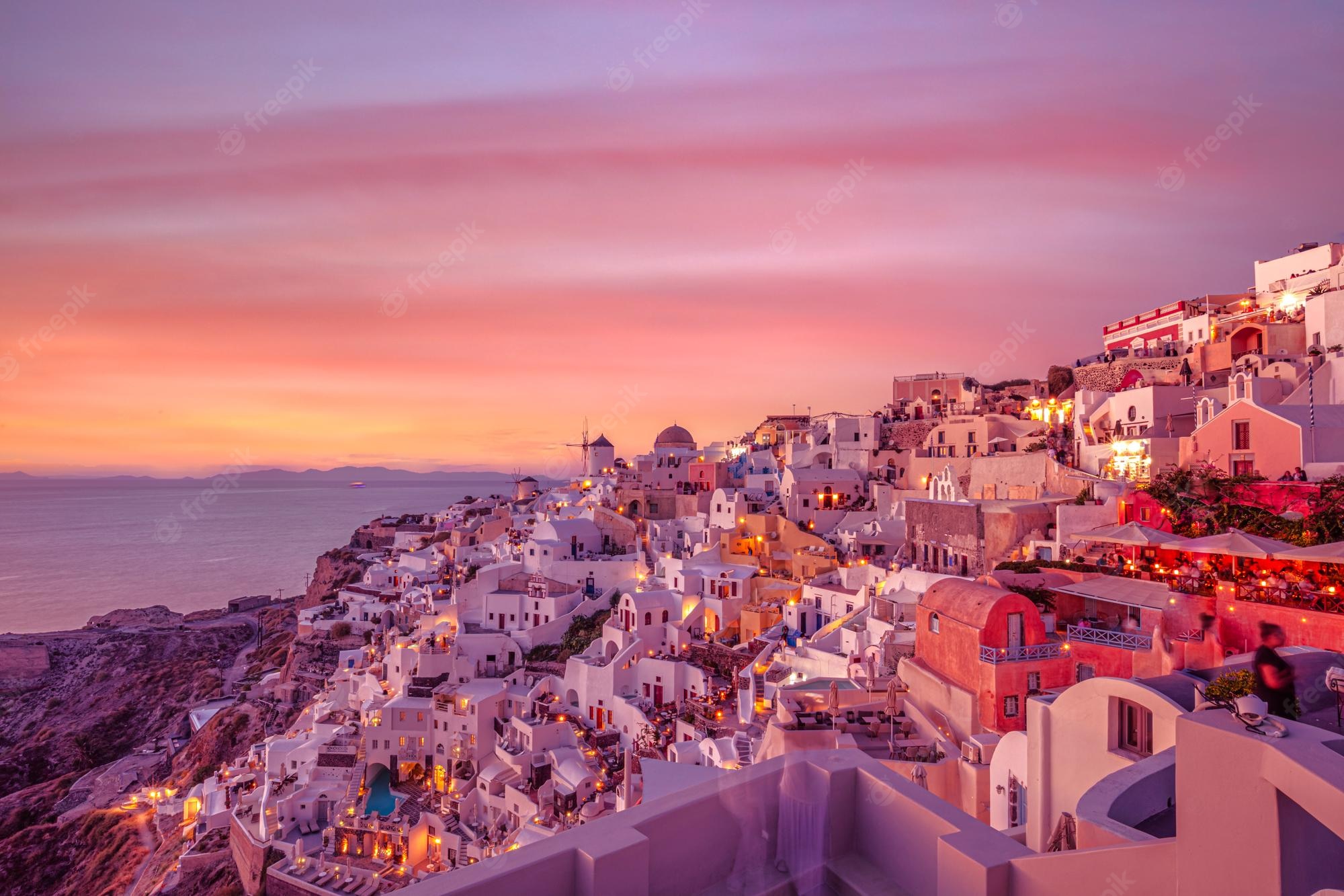 Santorini At Night Wallpapers