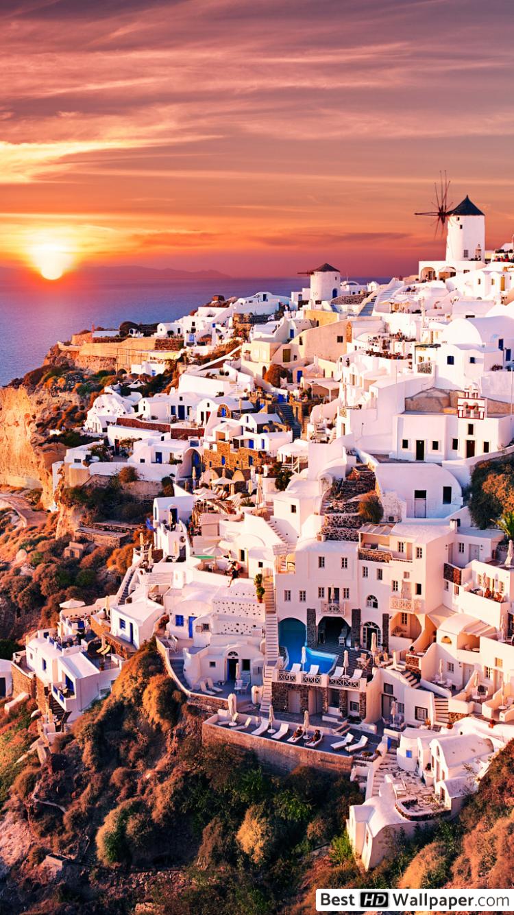 Santorini At Night Wallpapers