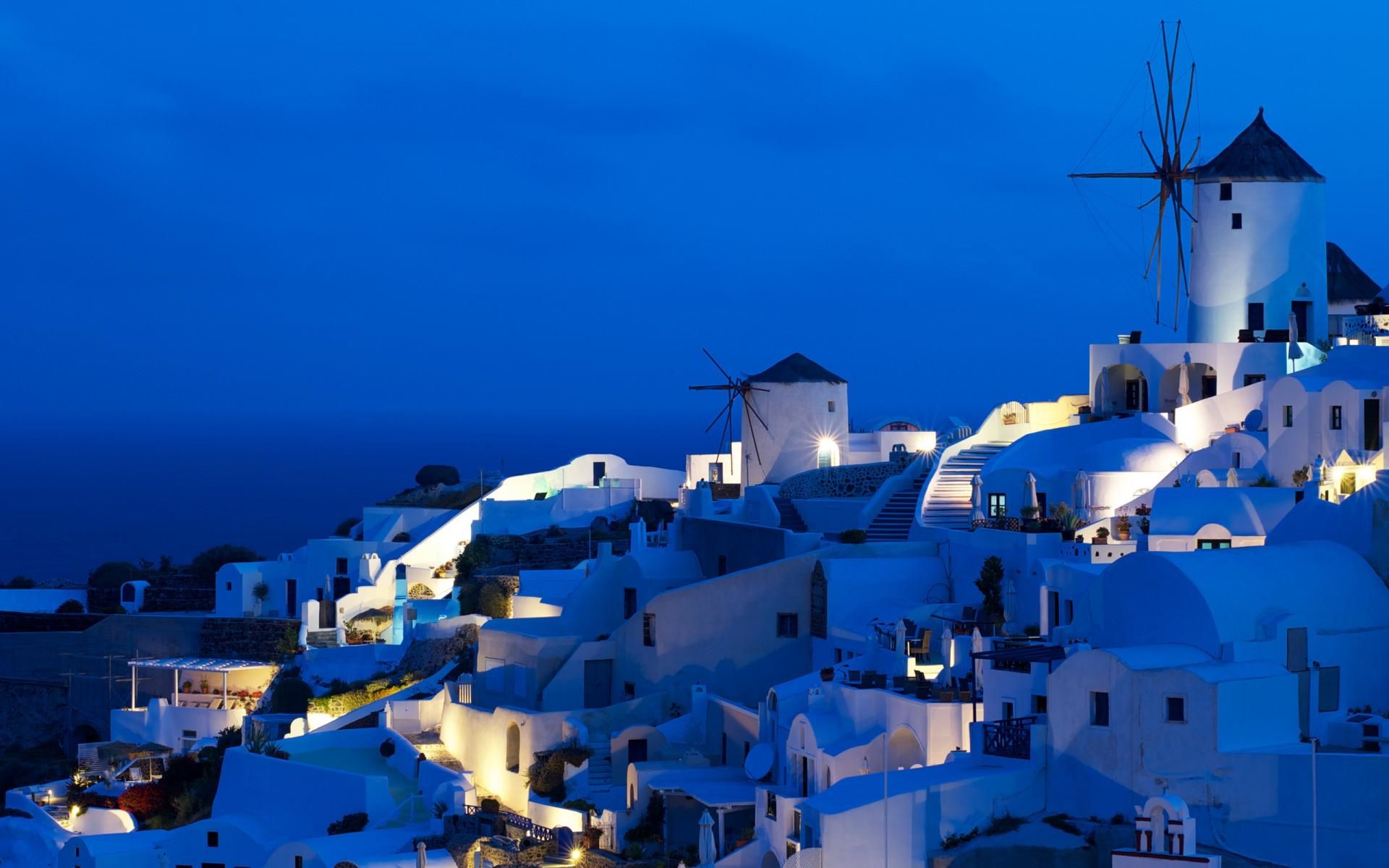 Santorini At Night Wallpapers