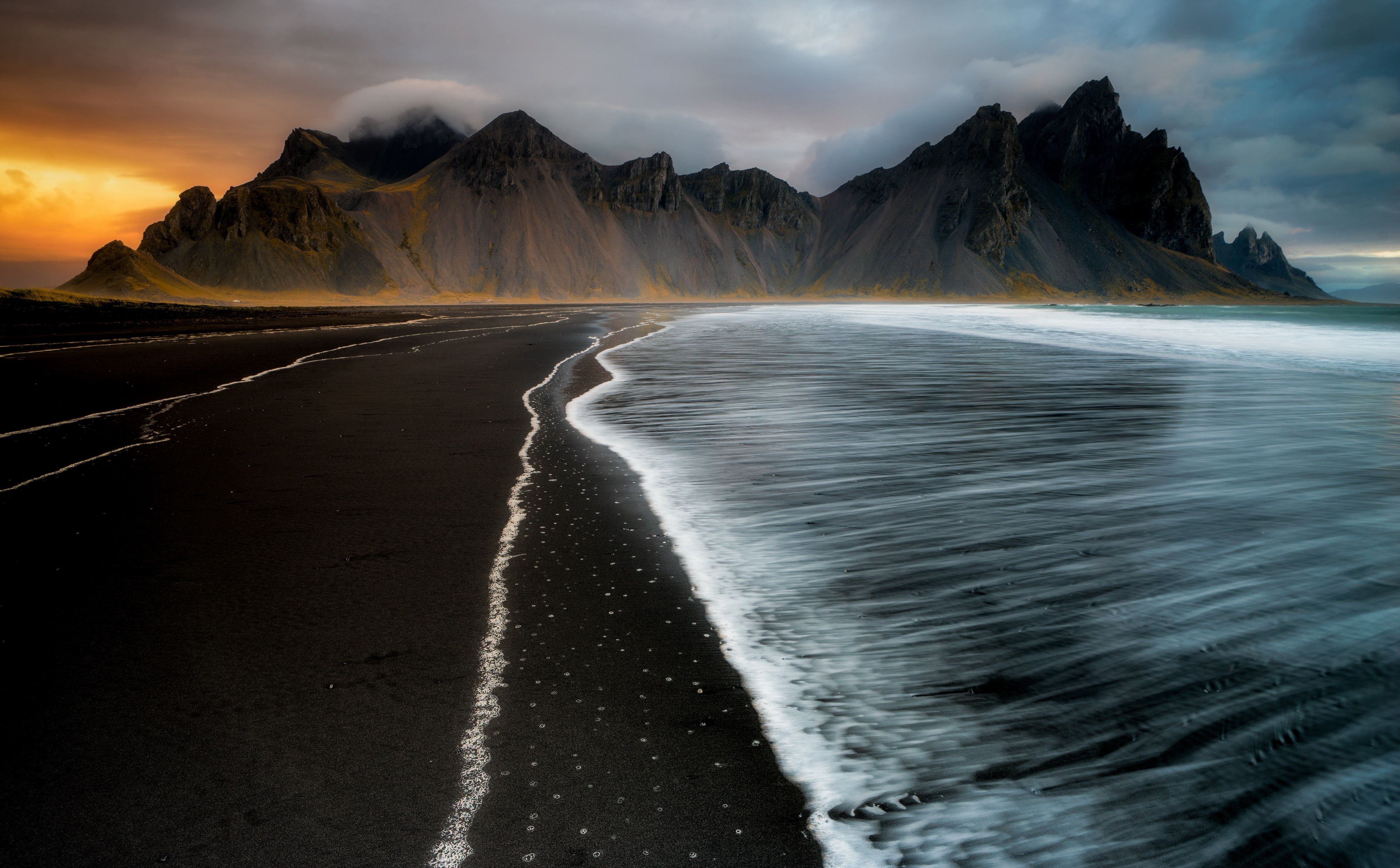 Seashore Iceland Mountains 5K Wallpapers