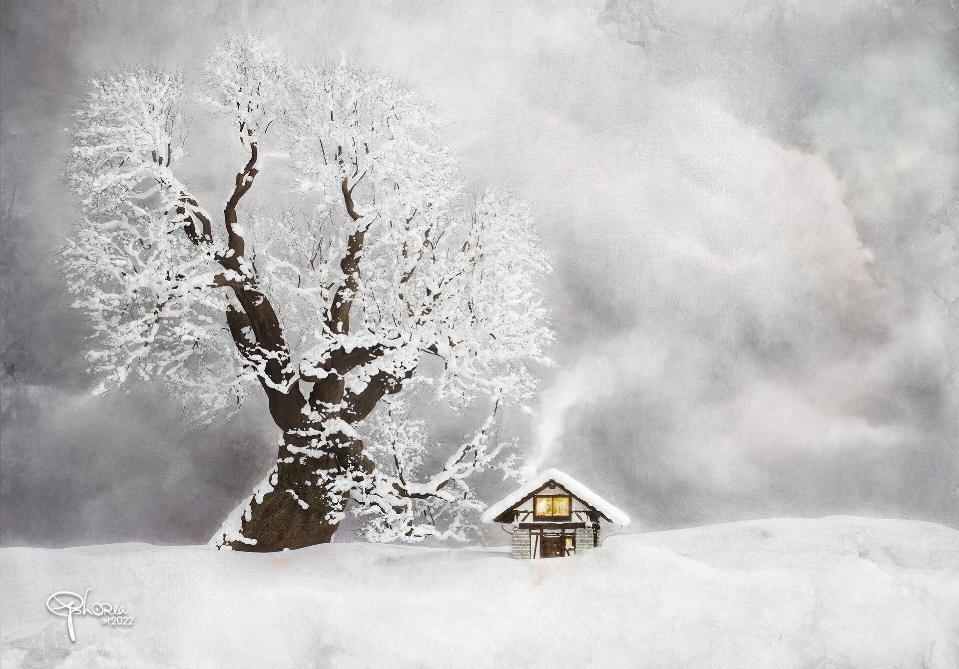 Single House In Fogy Winter Wallpapers