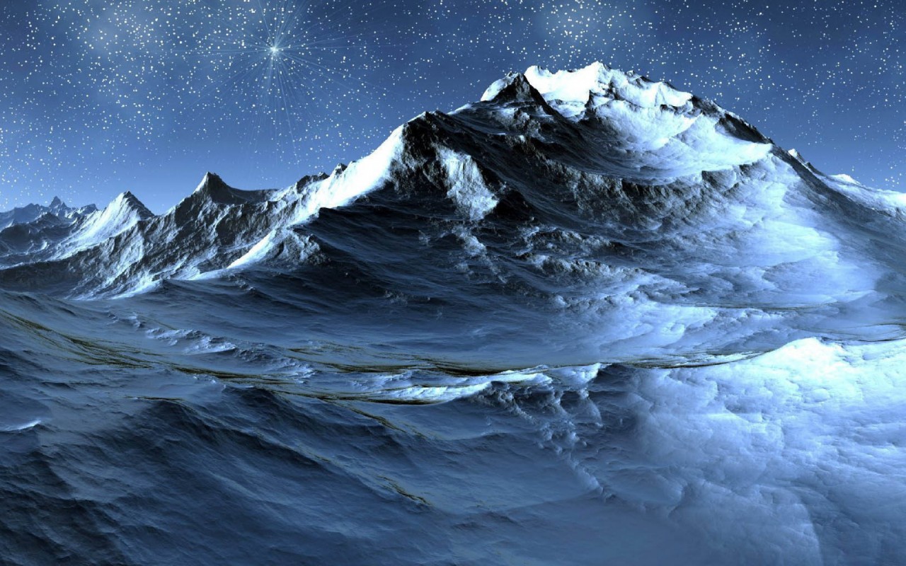 Snow Mountains In Night Wallpapers