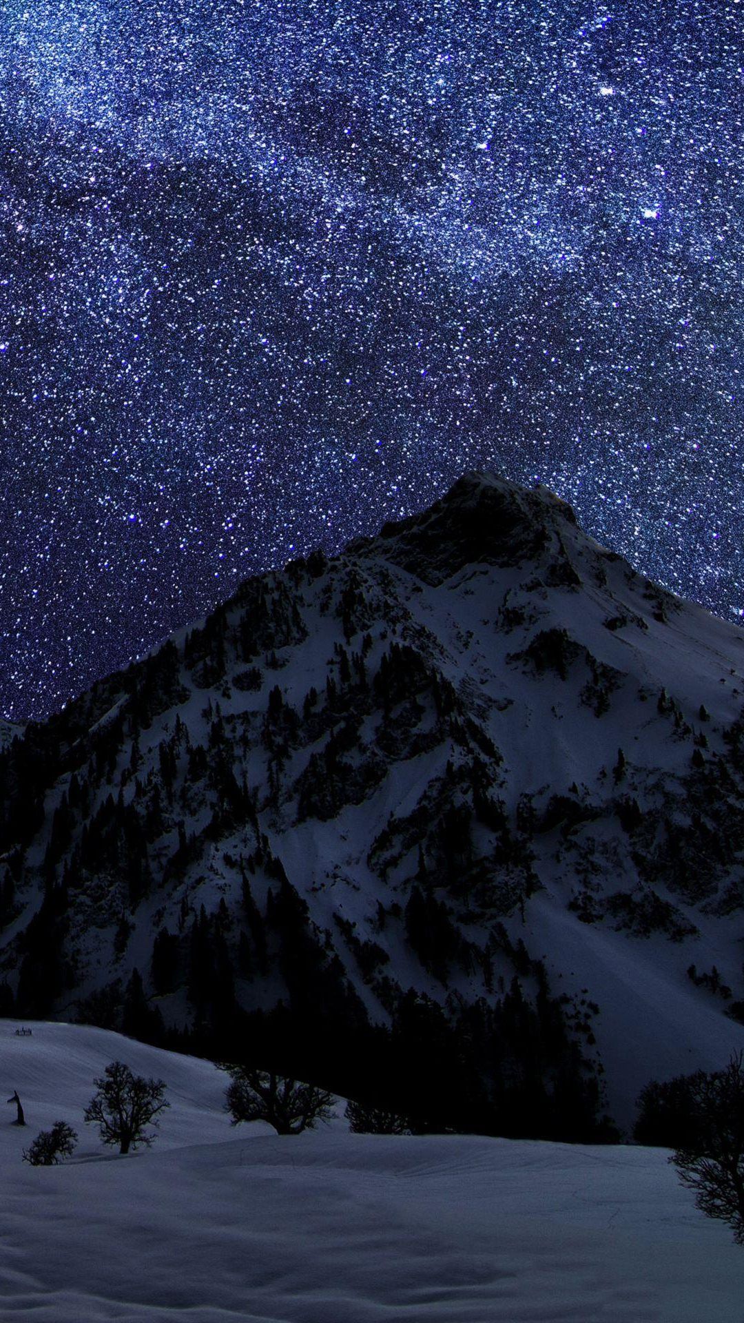 Snow Mountains In Night Wallpapers