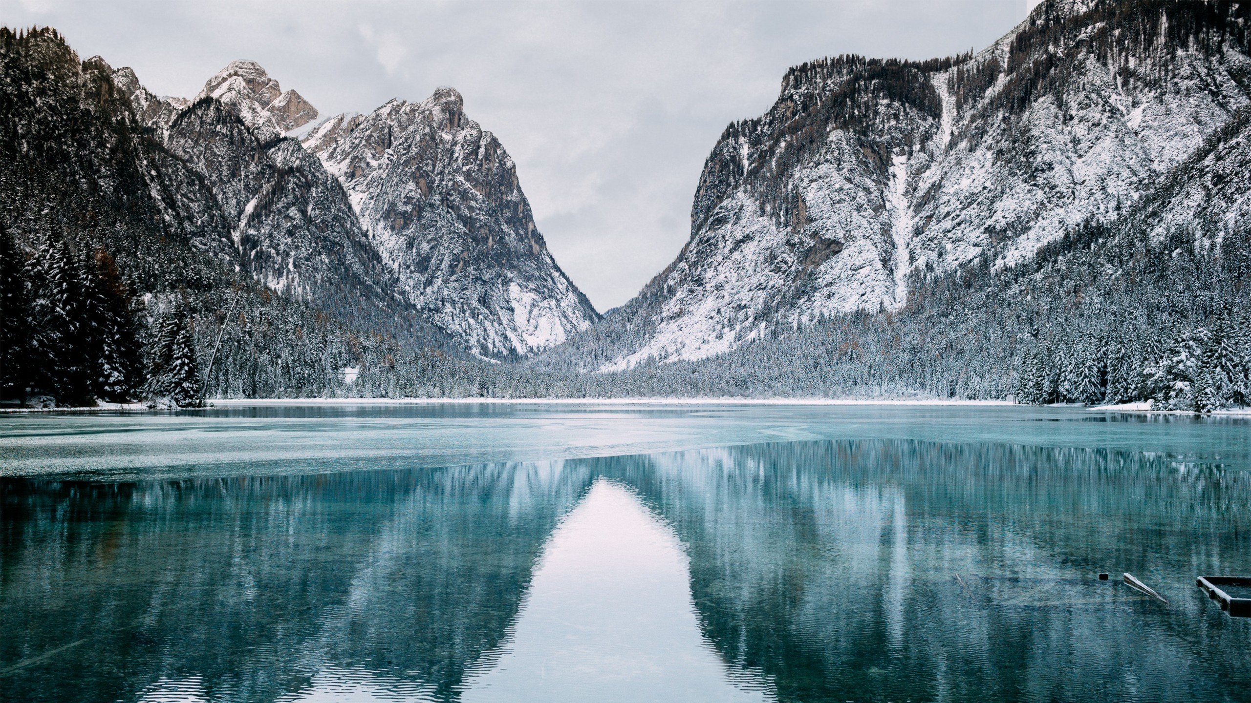 Snow Mountains Reflection On Lake Landscape Wallpapers