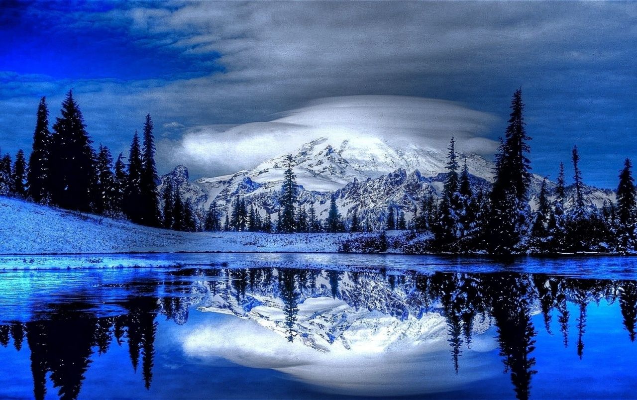 Snow Mountains Reflection On Lake Landscape Wallpapers