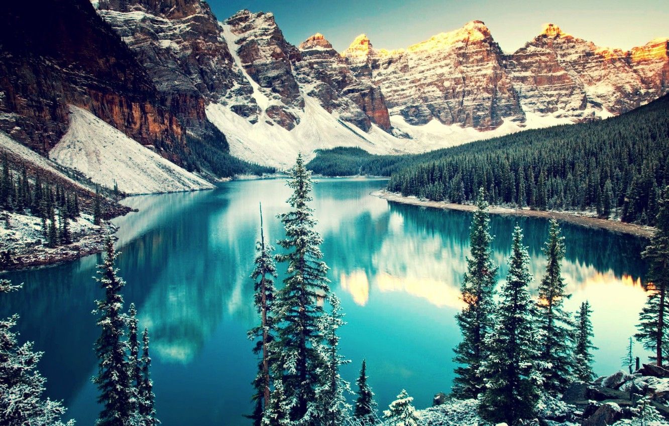 Snow Mountains Reflection On Lake Landscape Wallpapers