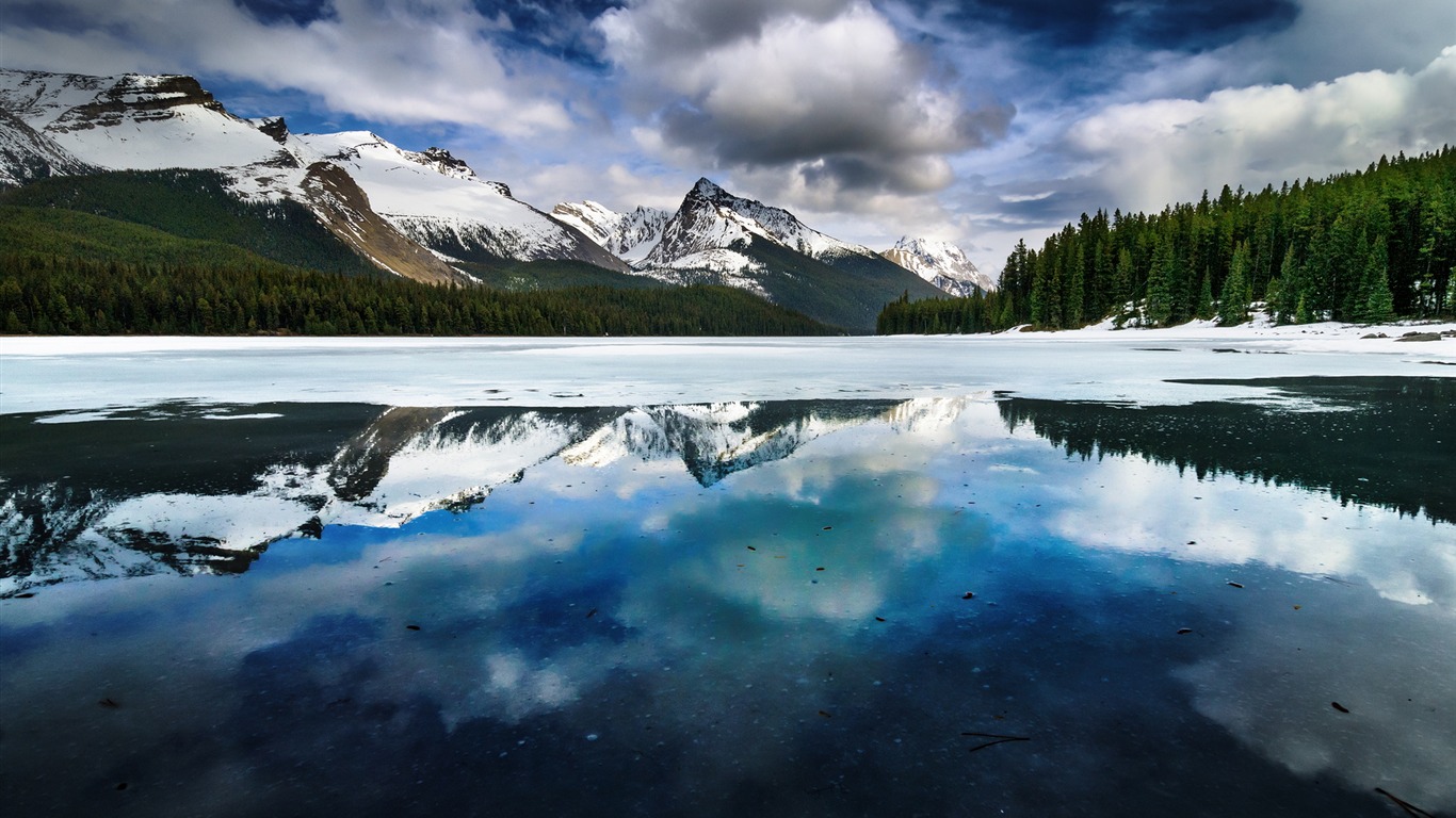 Snow Mountains Reflection On Lake Landscape Wallpapers