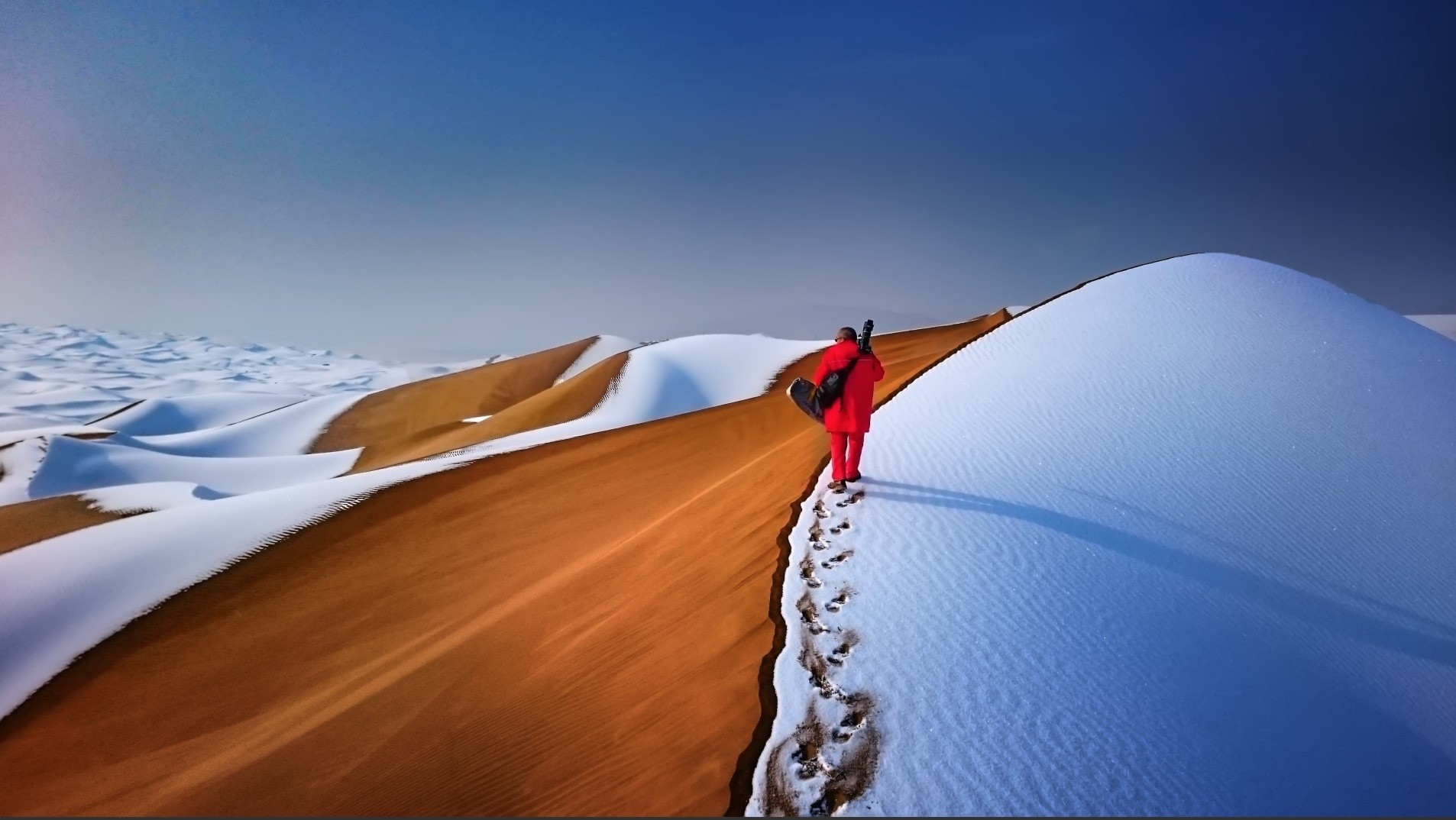 Snow On A Mountain Behind The Desert Wallpapers