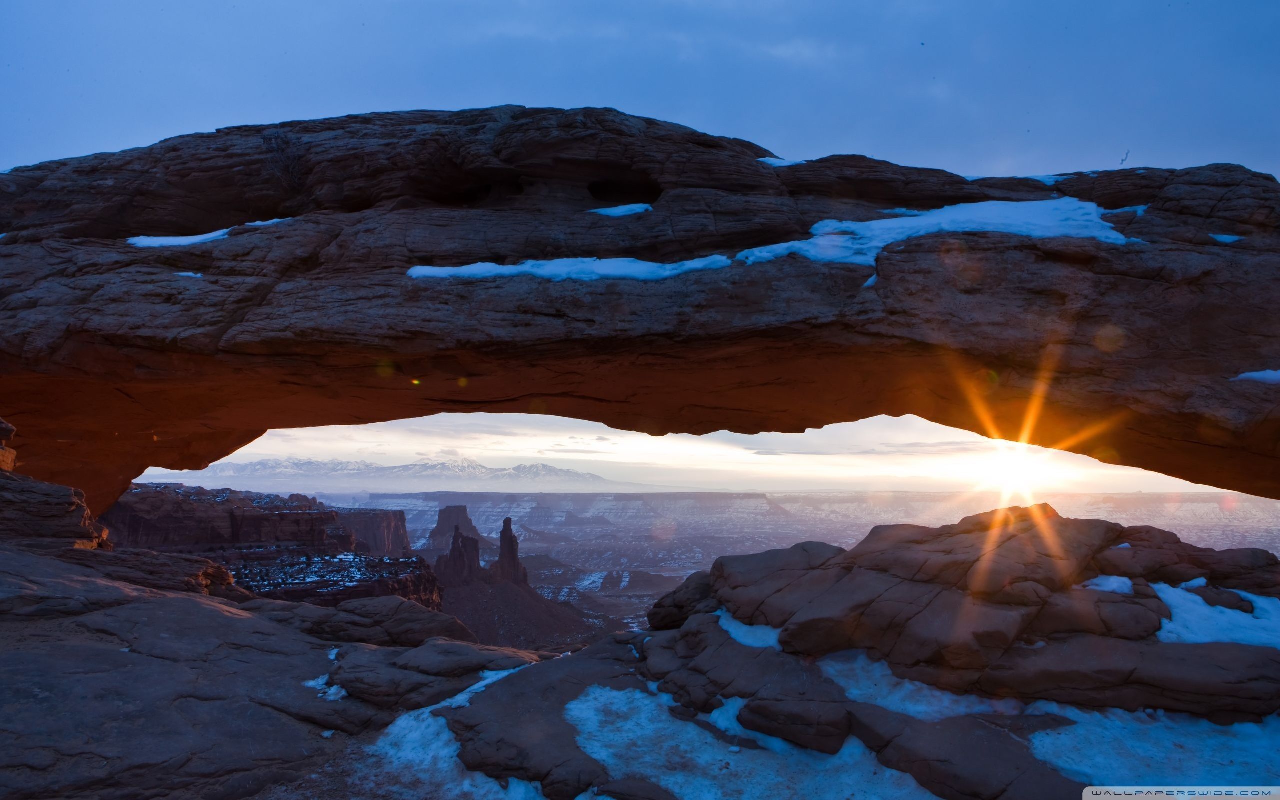 Snow On A Mountain Behind The Desert Wallpapers