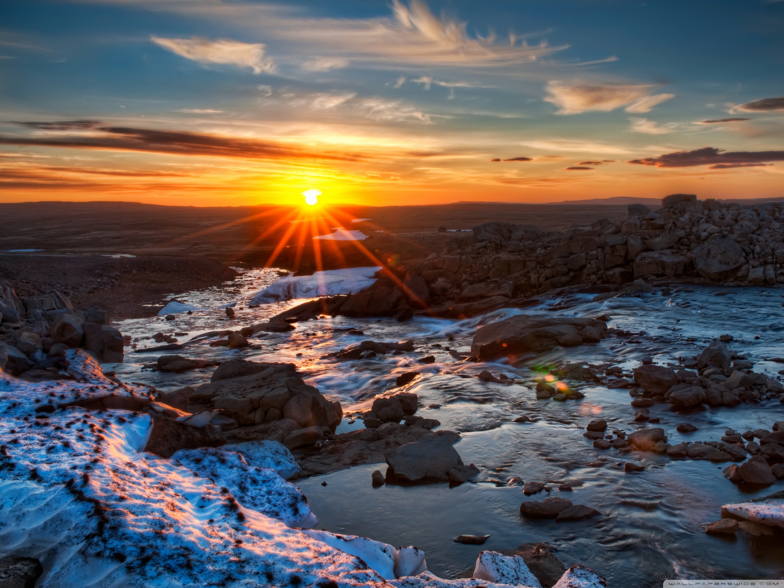 Snow On A Mountain Behind The Desert Wallpapers