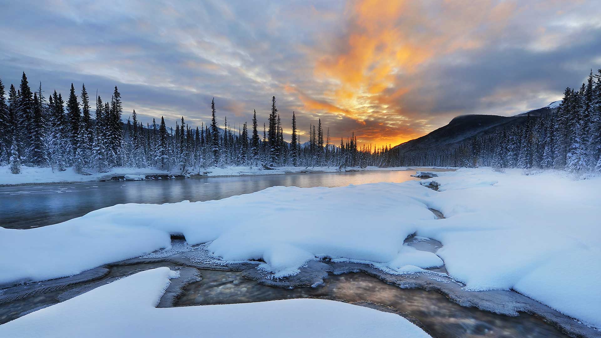 Snowy Winter Sunrise Wallpapers