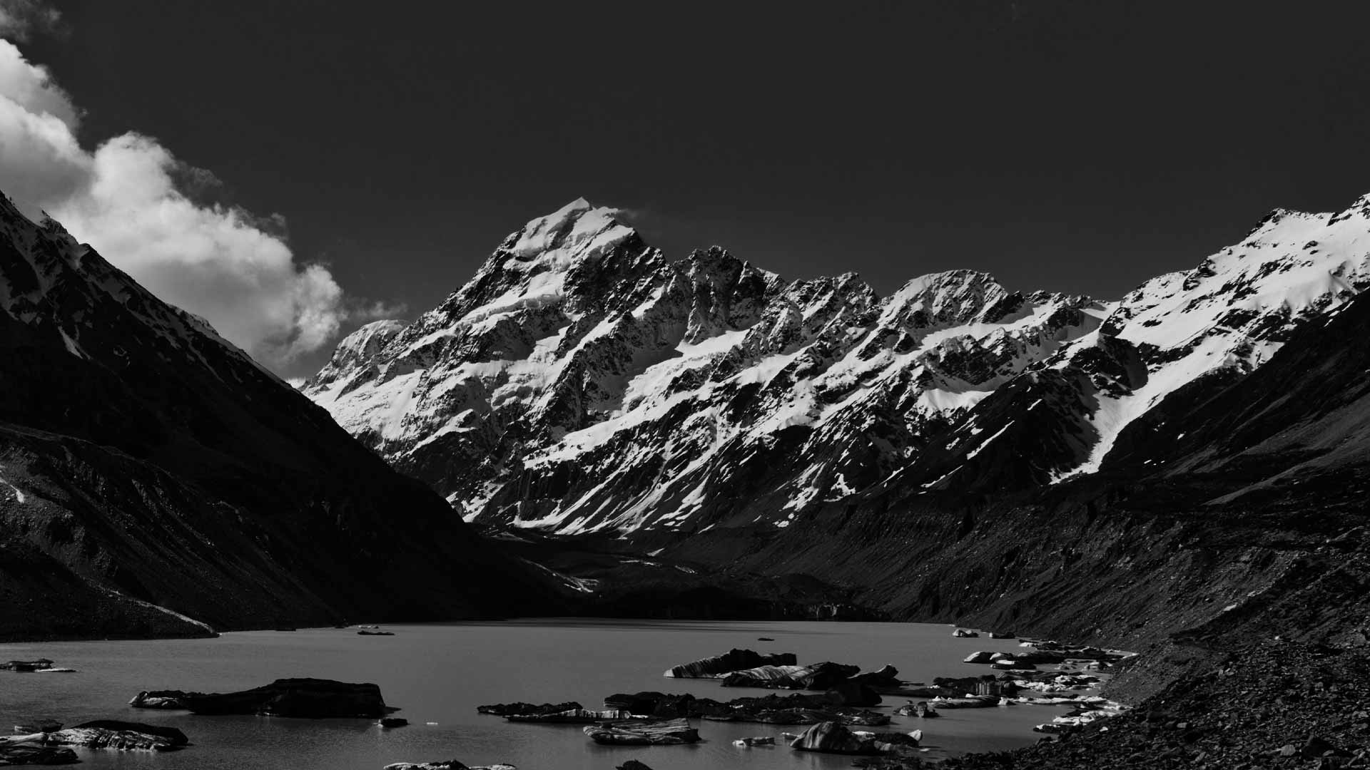 Stone Mountains Snow In Monochrome Wallpapers