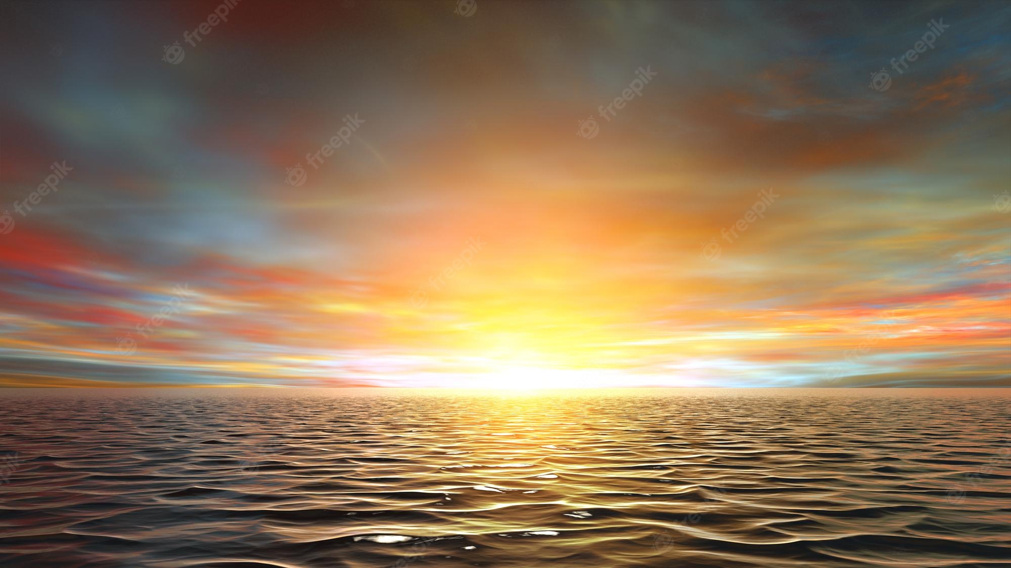 Sunset And Horizon Orange Reflection Wallpapers