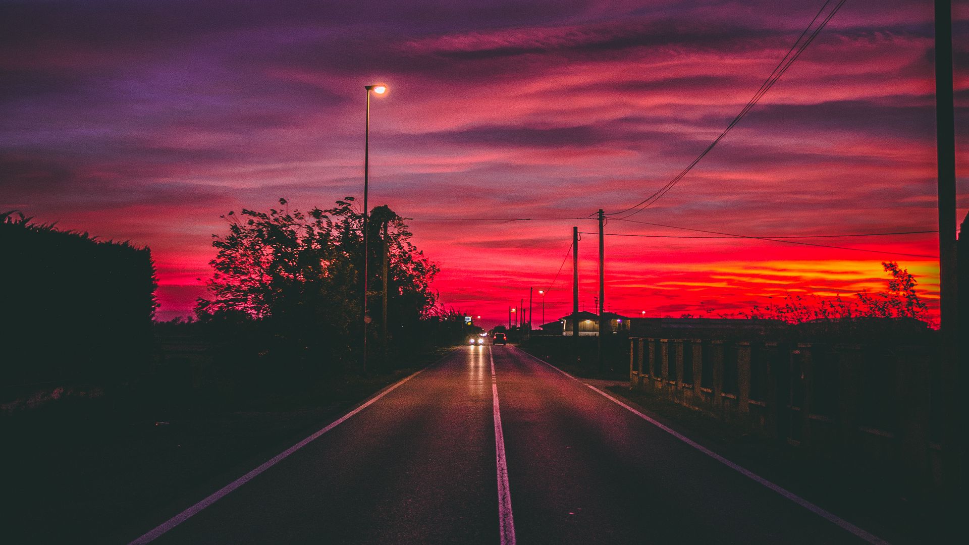 Sunset In Road Wallpapers