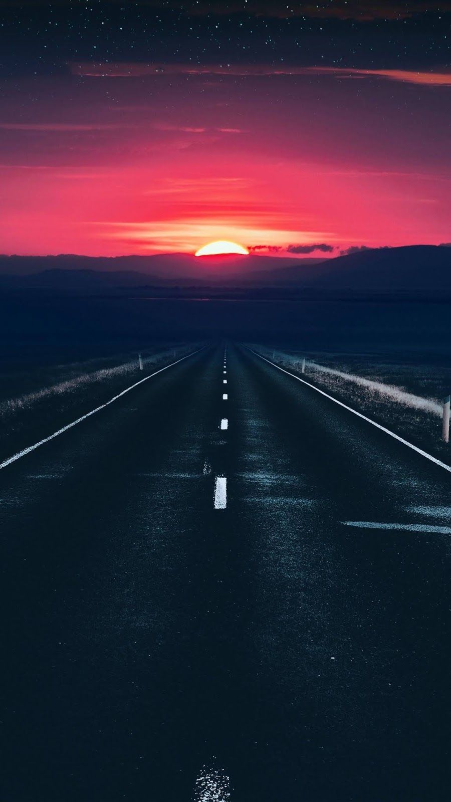 Sunset In Road Wallpapers