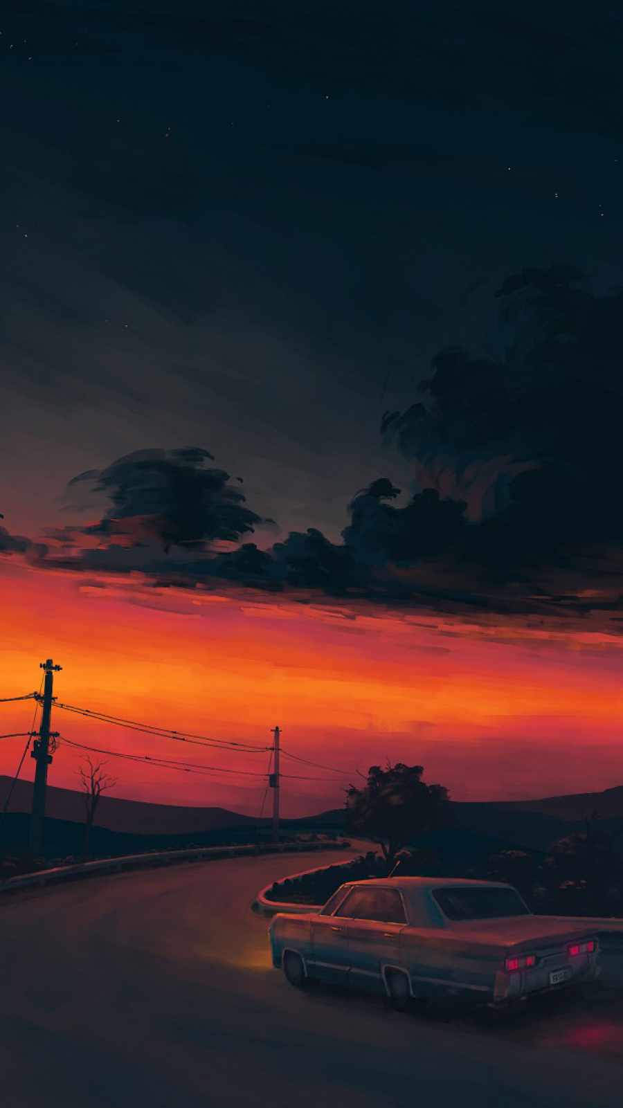 Sunset In Road Wallpapers