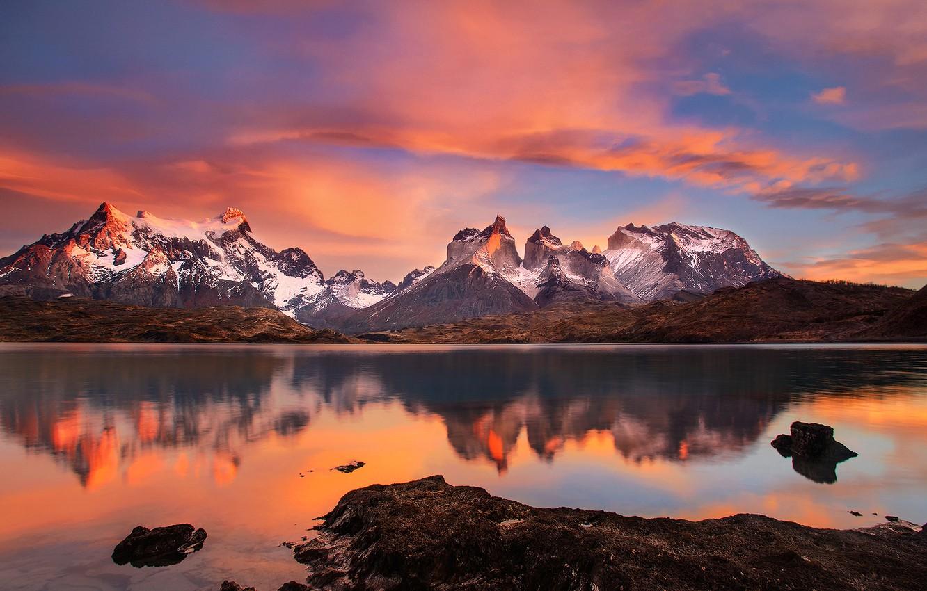 Torres Del Paine Mountains Lake In Chile Wallpapers