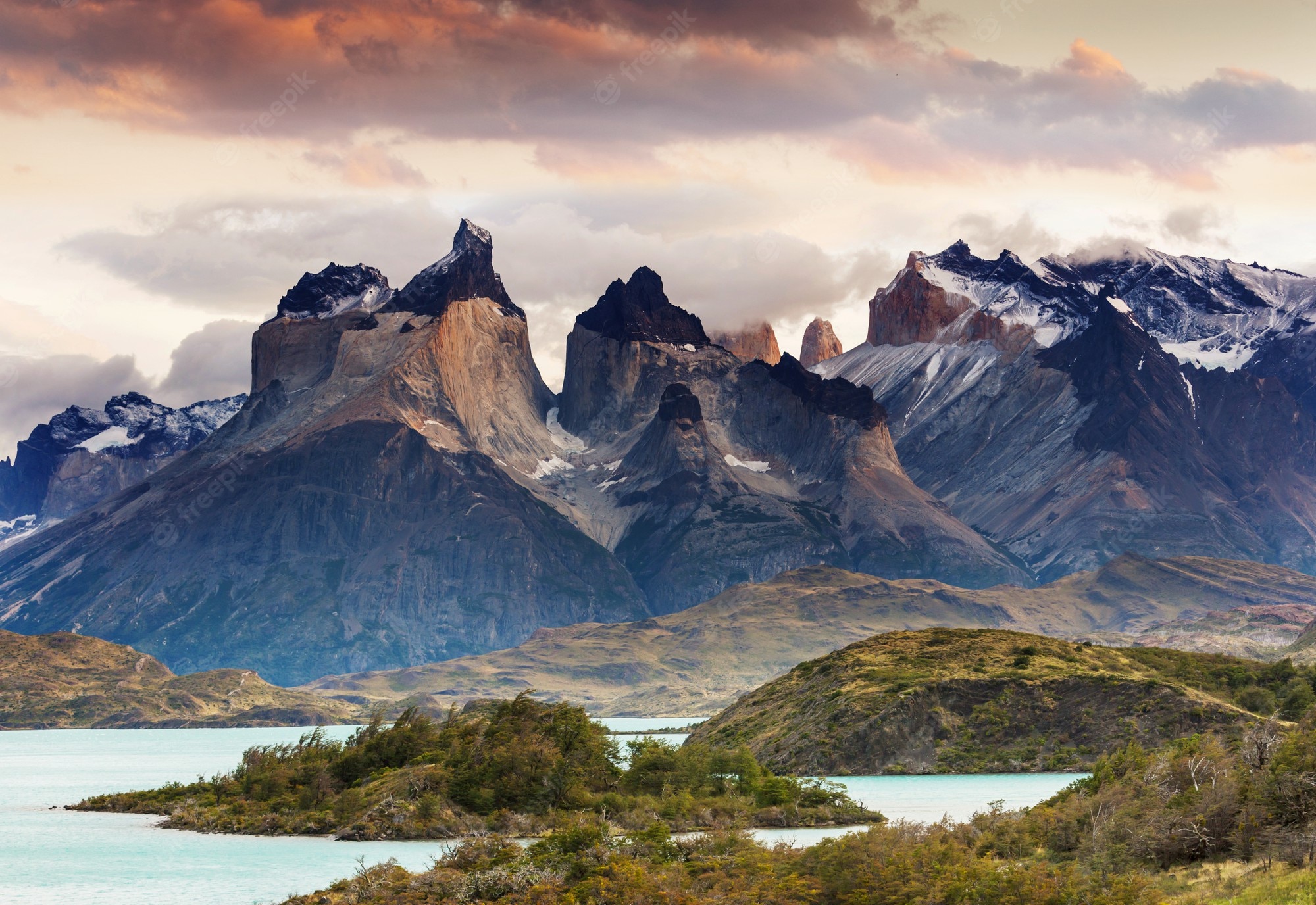 Torres Del Paine Mountains Lake In Chile Wallpapers