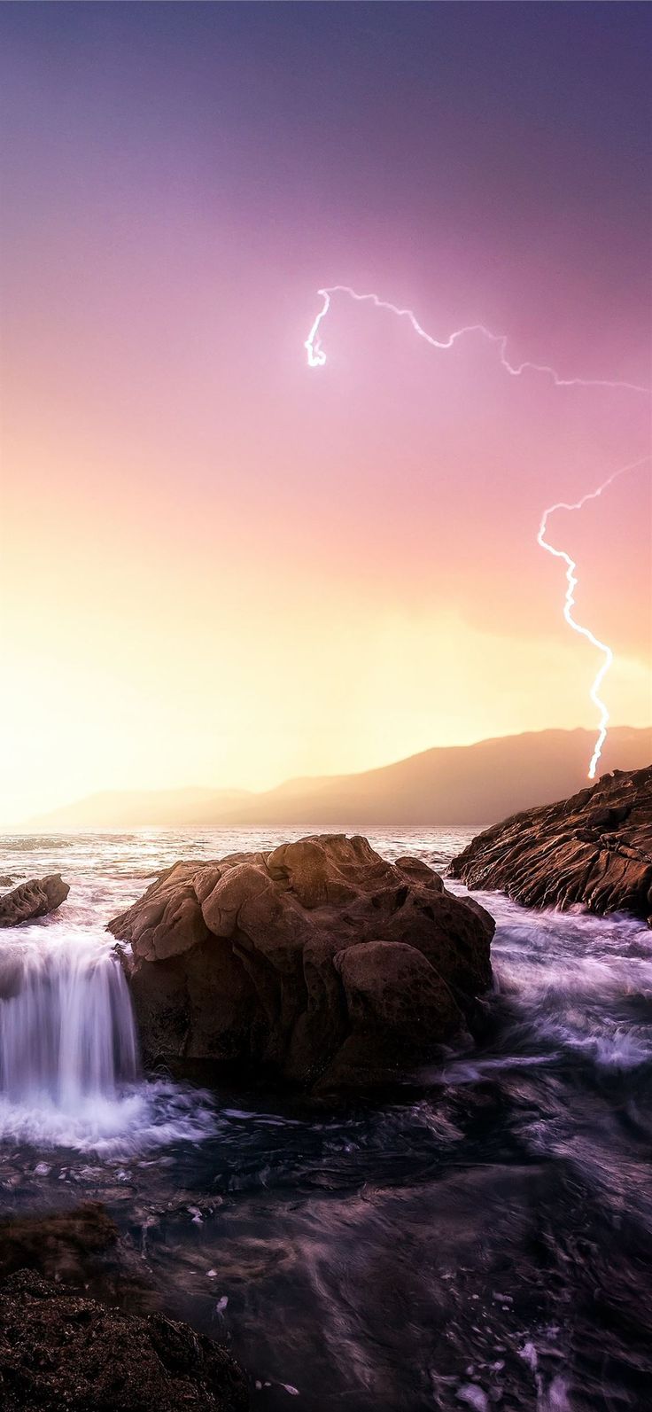 Waterfall And Lightning Wallpapers