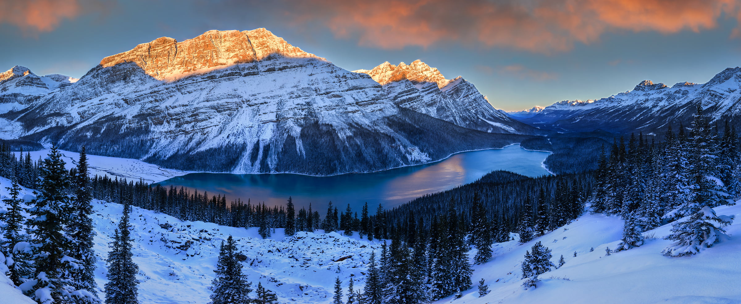 Winter Lake Snowy Mountain Landscape Wallpapers