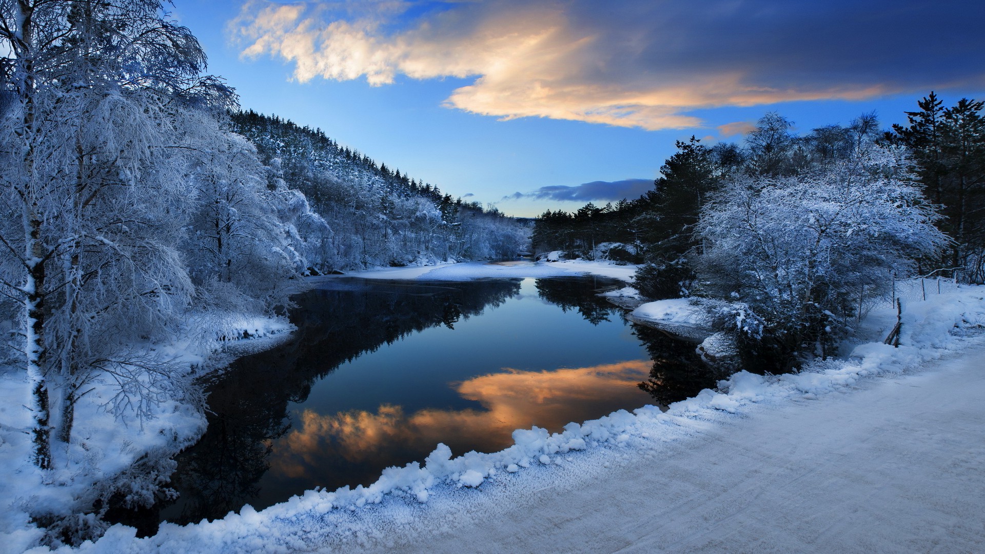 Winter Lake Snowy Mountain Landscape Wallpapers