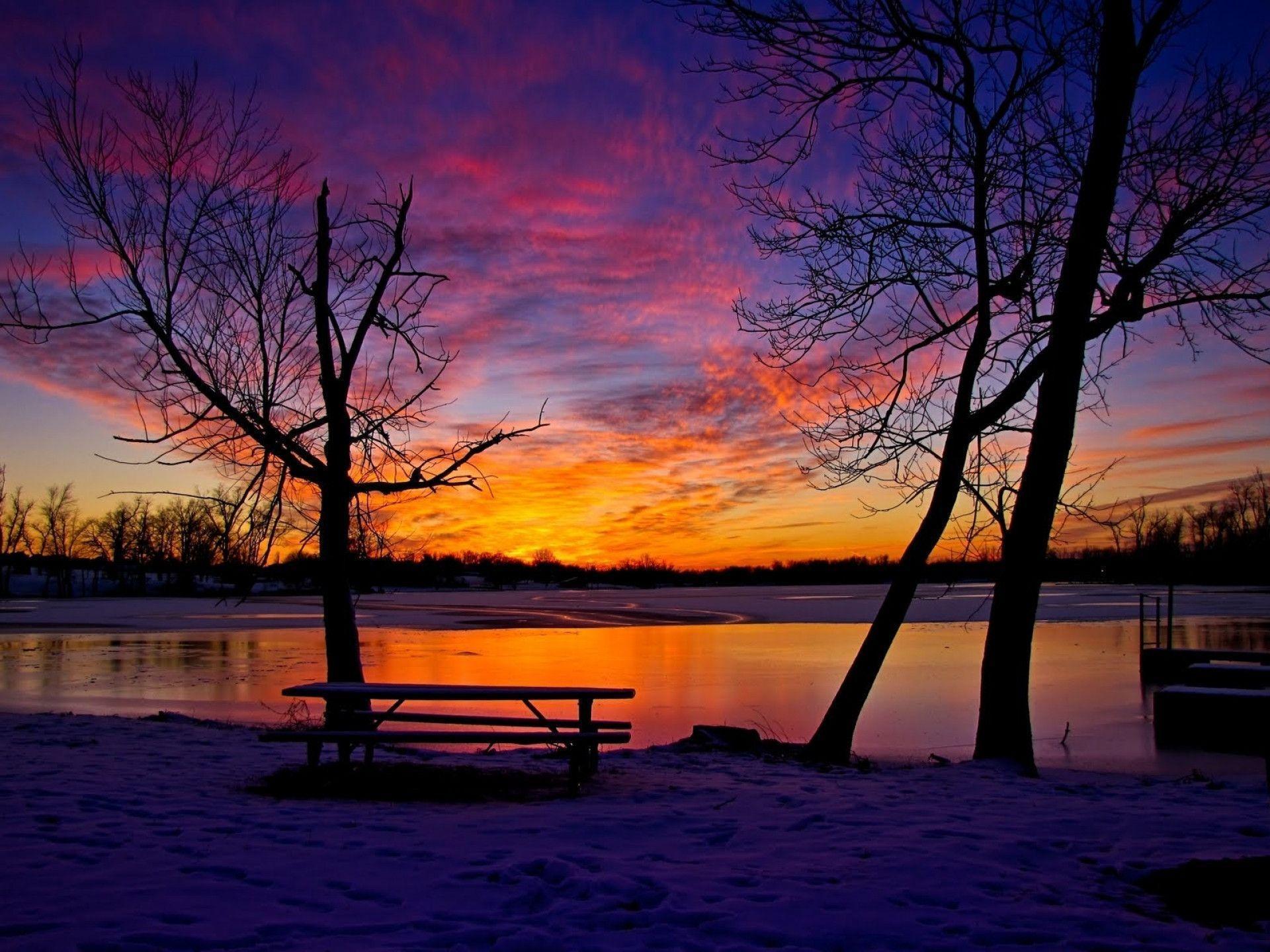 Winter Sunset Desktop Backgrounds