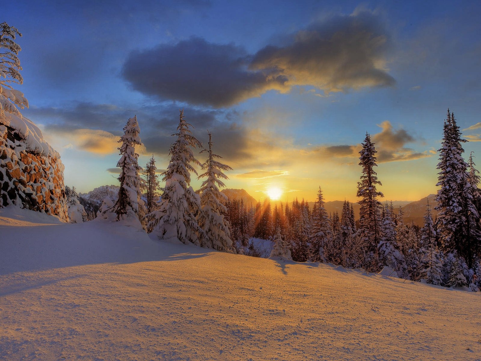 Winter Sunset Desktop Backgrounds