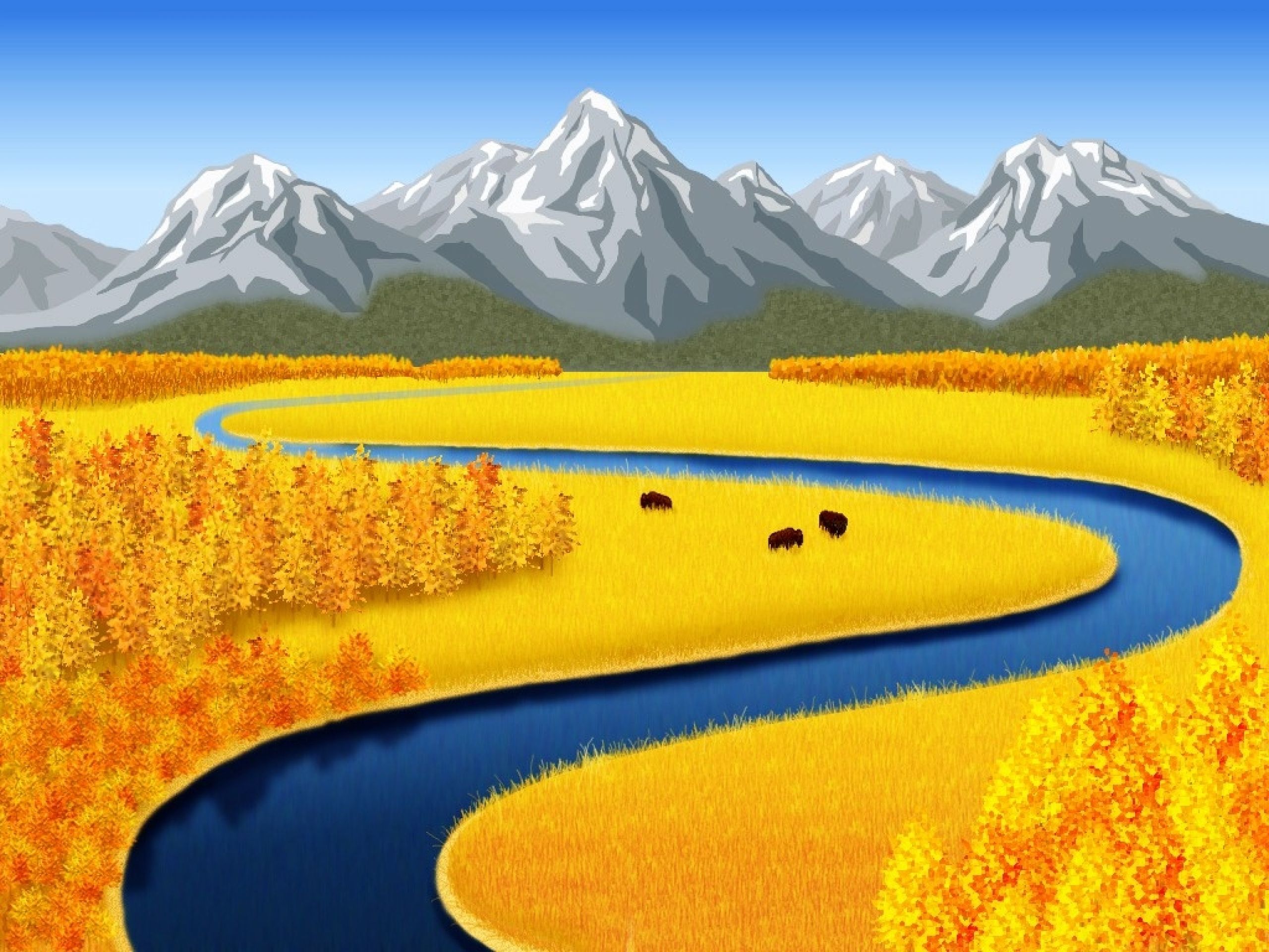 Yellow Horizon Skyline Mountains Wallpapers
