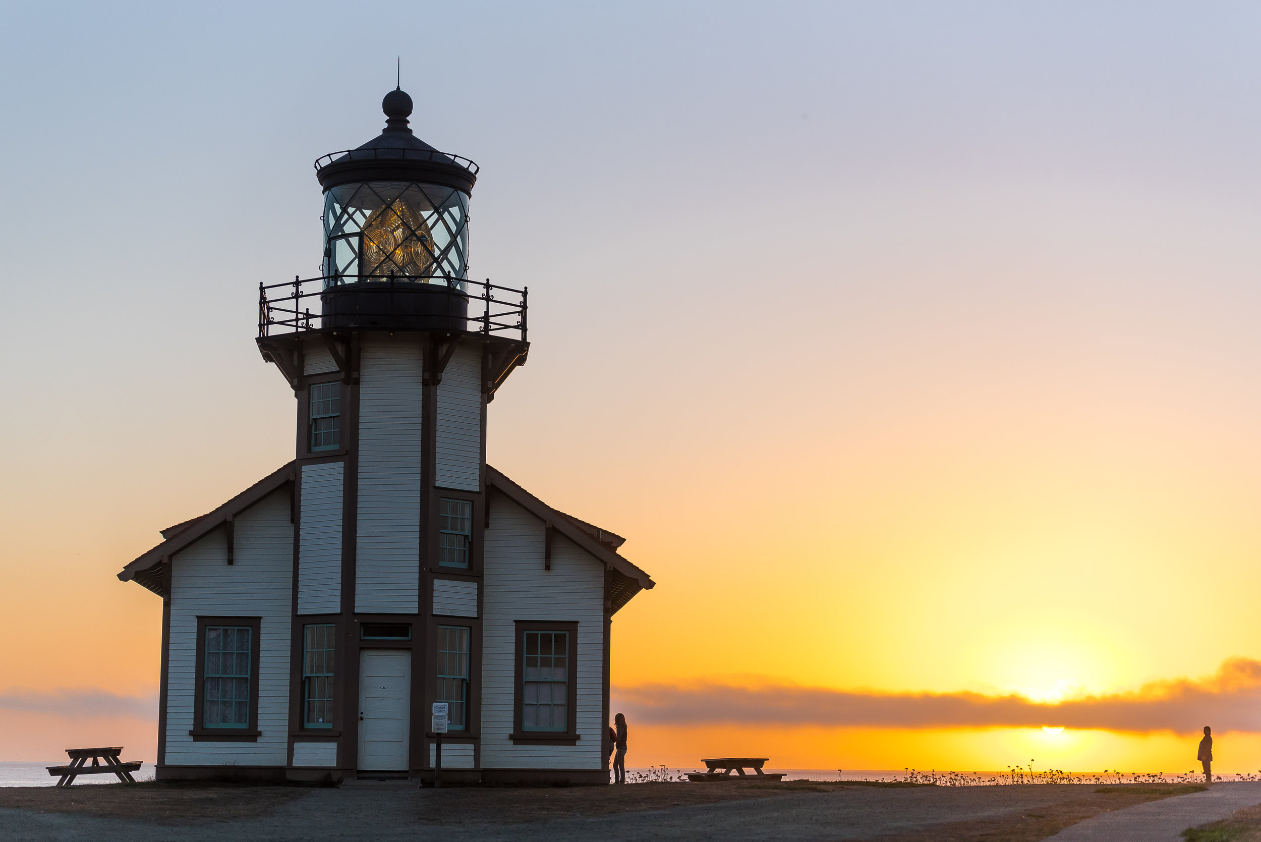 Yellow Sunset Near Lighthouse Wallpapers