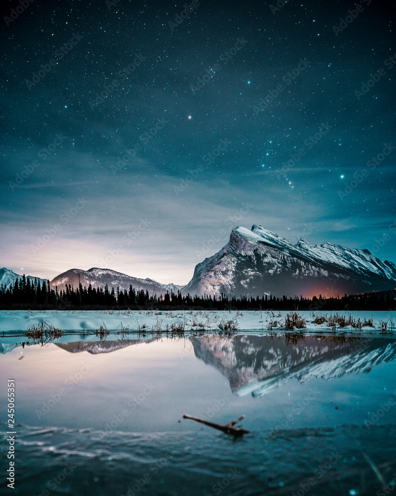 Canada Mountains View At Night Wallpapers