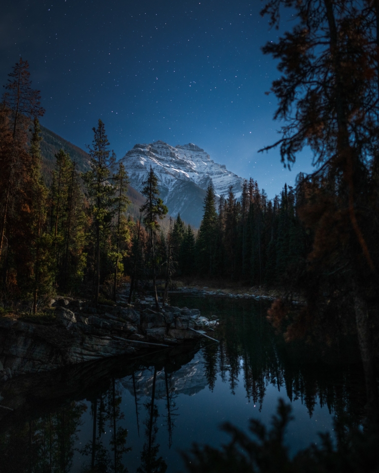 Canada Mountains View At Night Wallpapers