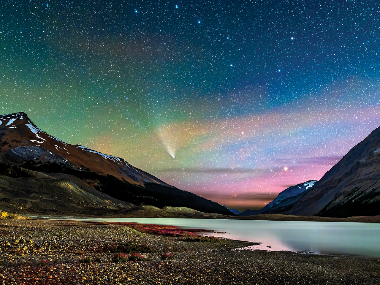 Canada Mountains View At Night Wallpapers