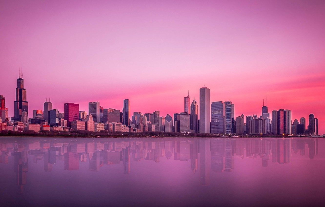 Chicago Lake Michigan Skyscraper Reflection Wallpapers