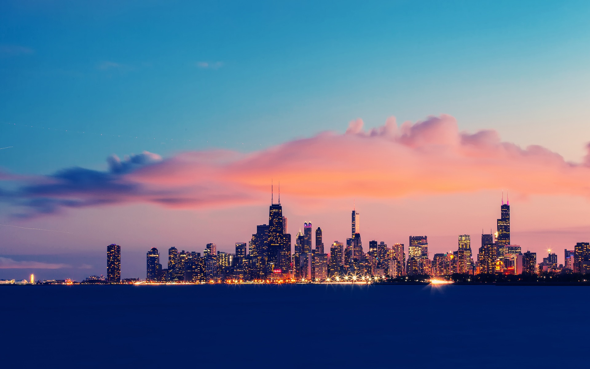 Chicago Lake Michigan Skyscraper Reflection Wallpapers