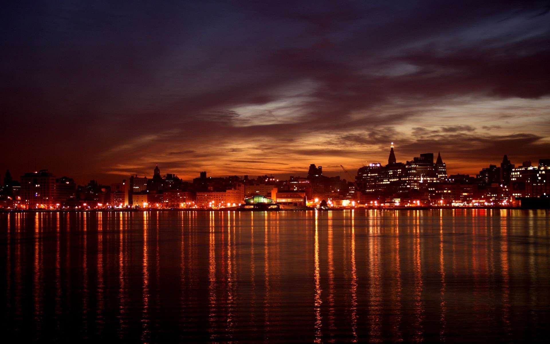 City Lights Reflection In Water Wallpapers