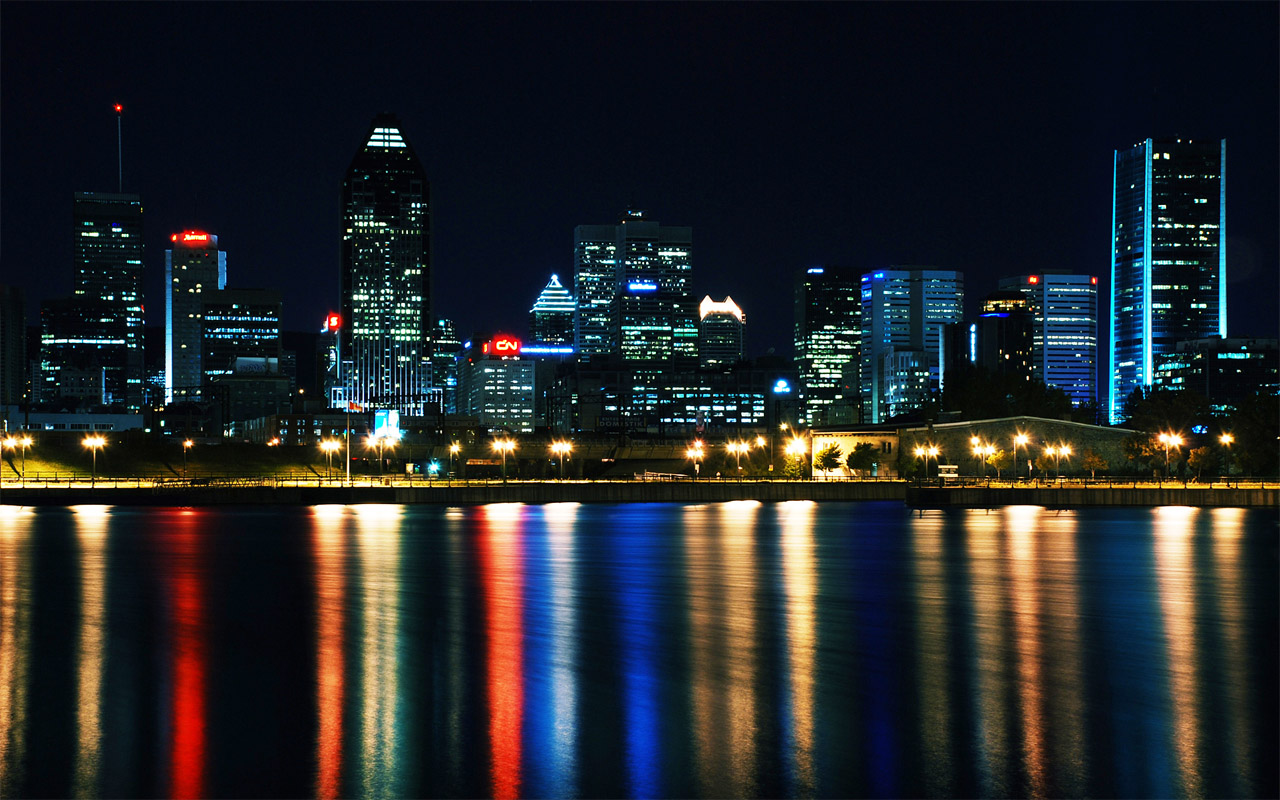 City Lights Reflection In Water Wallpapers