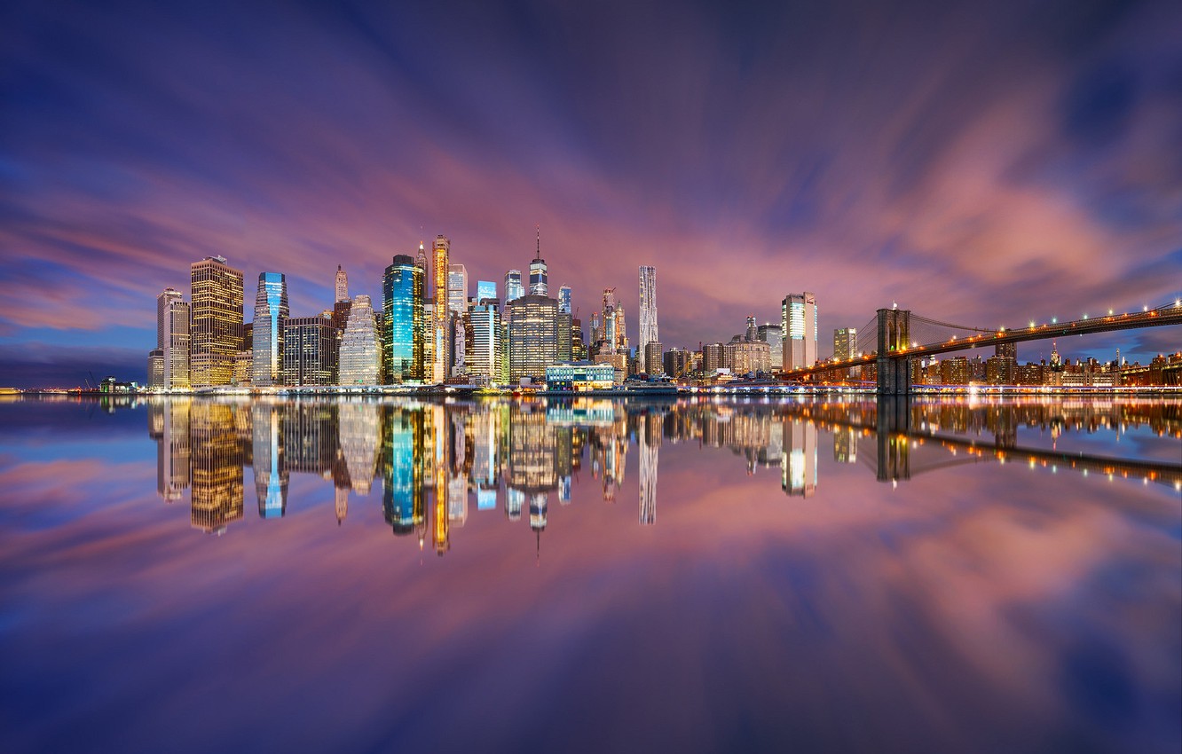 City Lights Reflection In Water Wallpapers