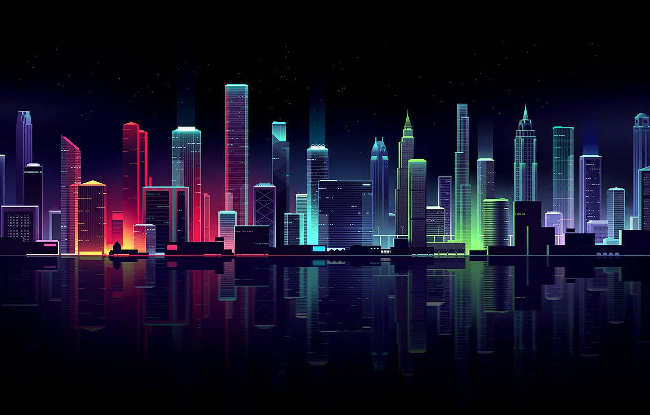 City Lights Reflection In Water Wallpapers