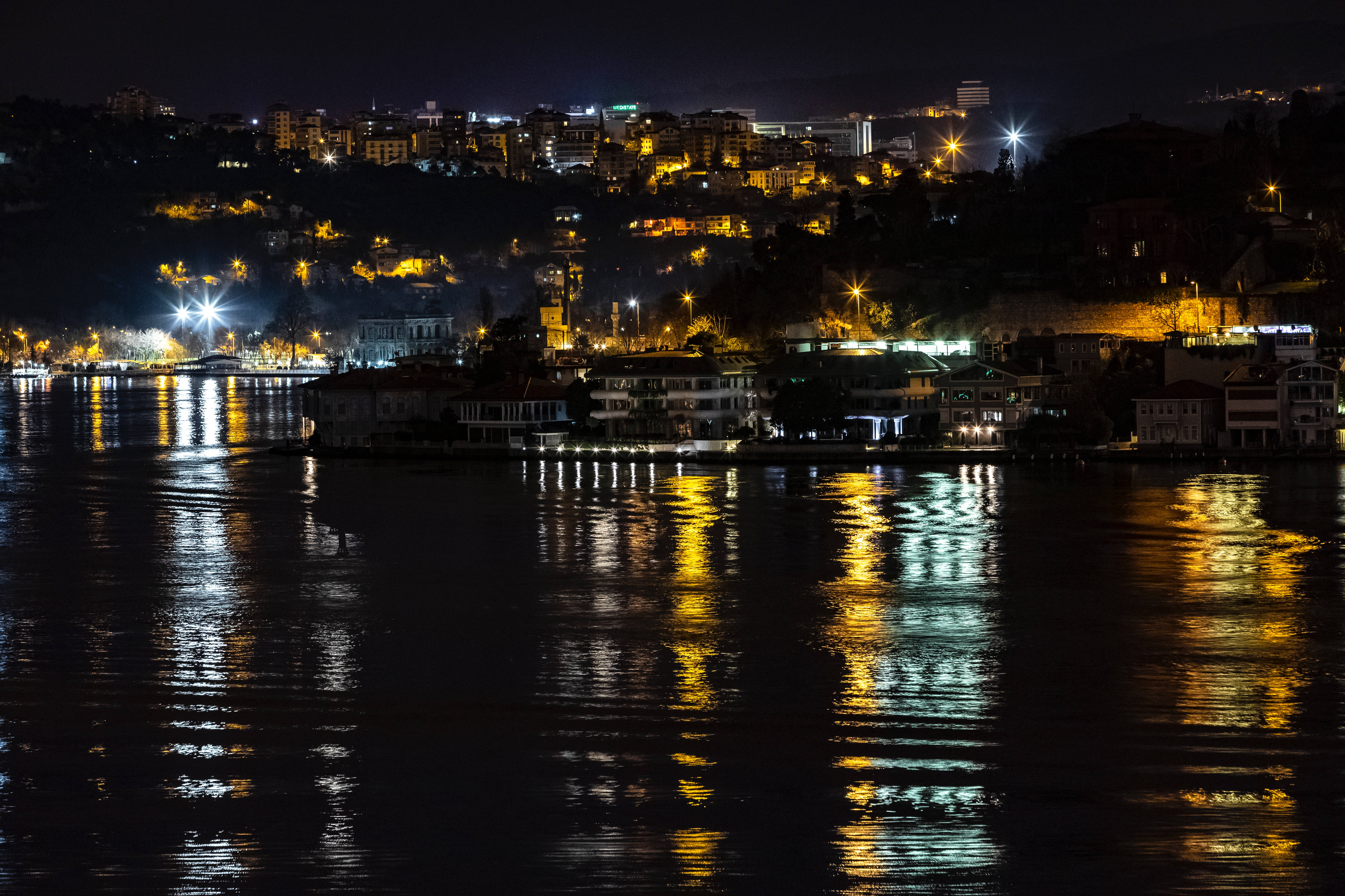 City Lights Reflection In Water Wallpapers