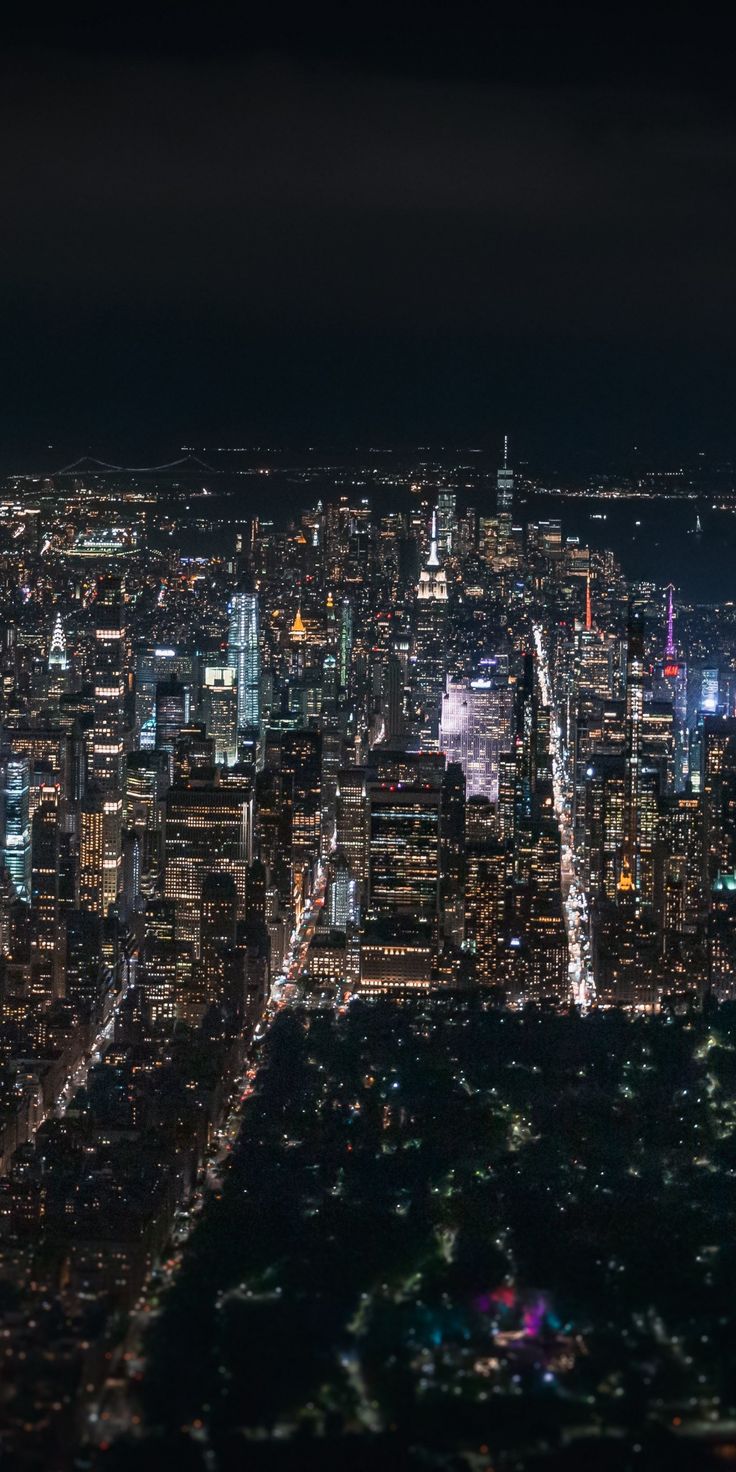 Cityscape Aerial View At Night Wallpapers