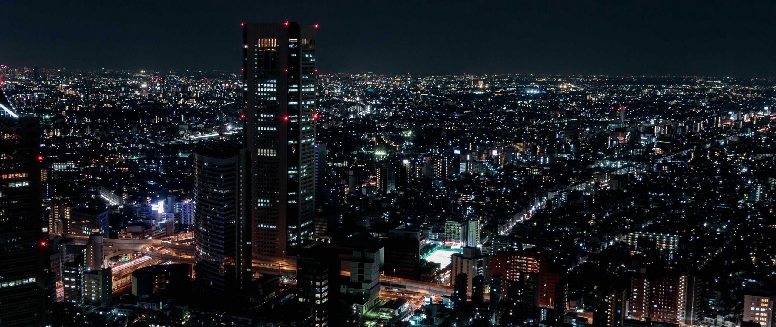 Cityscape Aerial View At Night Wallpapers