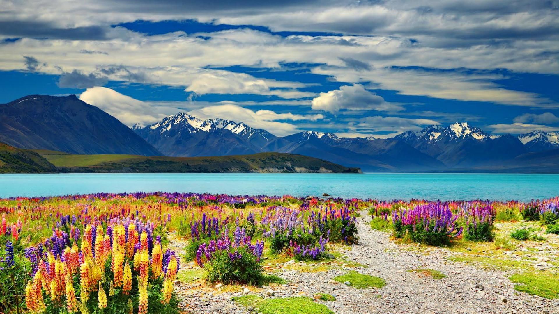 Cloudy Mountains In Lake Tekapo New Zealand Wallpapers