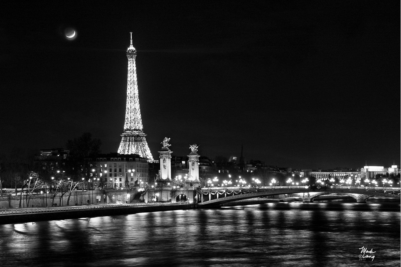 Eiffel Tower Cityscape In Moon Night Wallpapers