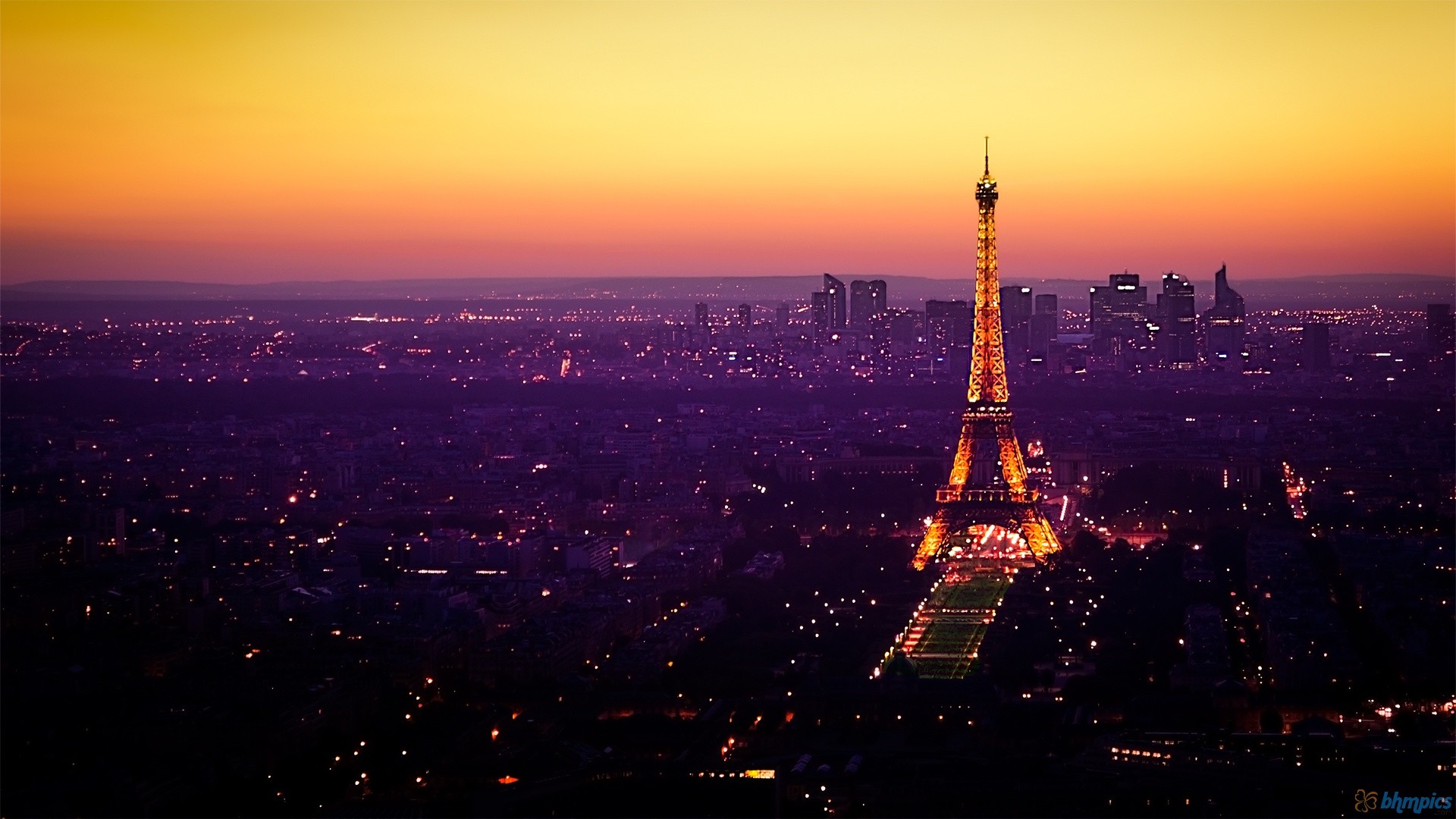 Eiffel Tower Cityscape In Moon Night Wallpapers